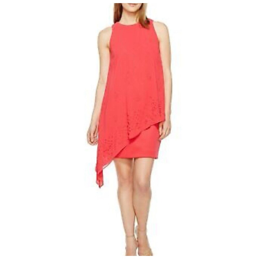 Tahari Arthur S Levine Red cocktail/formal Dress  Size M BUST 36 In Sleeveless